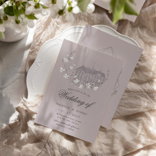 Vintage-Skizzen Blumen Zielhochzeit Einladung