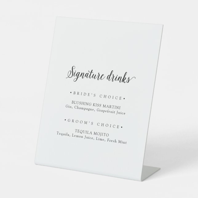 Vintage Skriptsignaturgetränke Sockelschild (Vorderseite)