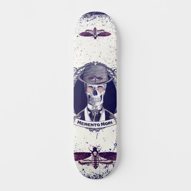 Vintage Skull Art Memento Mori Skateboard (Vorderseite)