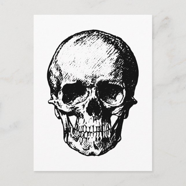 Vintage Skull-Illustration in Schwarzweiß Postkarte (Vorderseite)