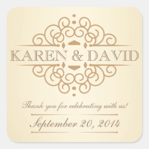 Vintage Skulpturen Hochzeit Danke Labels Quadratischer Aufkleber