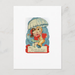 Vintage Sky Diving Valentinstag Feiertagspostkarte
