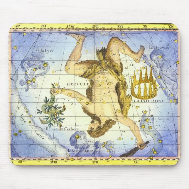 Vintage Sky Map Constellation of Hercules Mousepad (Vorne)