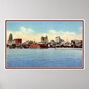 Vintage Skyline ab Hafen, Buffalo NY Poster