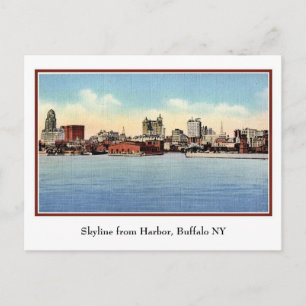 Vintage Skyline vom Hafen, Buffalo NY Postkarte