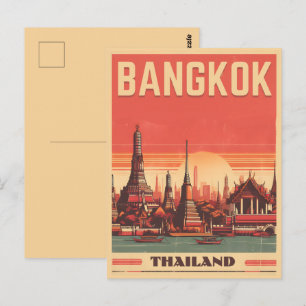 Vintage Skyline von Bangkok Thailand Reisegeschenk Postkarte