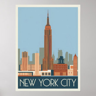 Vintage Skyline von New York City - Empire State B Poster