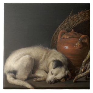 Vintage Sleeping Dog von Gerrit Dou Fliese