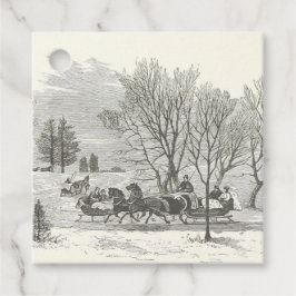 Vintage Sleigh Ride Engraving Geschenkanhänger