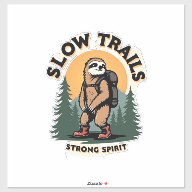 Vintage Sloth Hiking Adventure Quote Design 2 Aufkleber (Blatt)