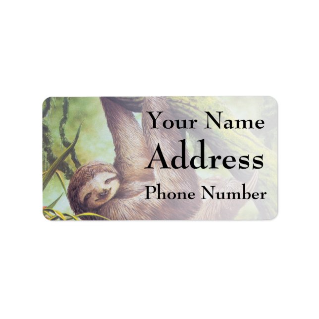 Vintage Sloth Illustration Adressaufkleber (Vorne)
