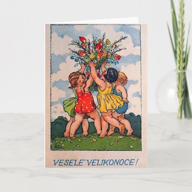 Vintage slowakische/Tschechen Ostern Karte (Vorderseite)