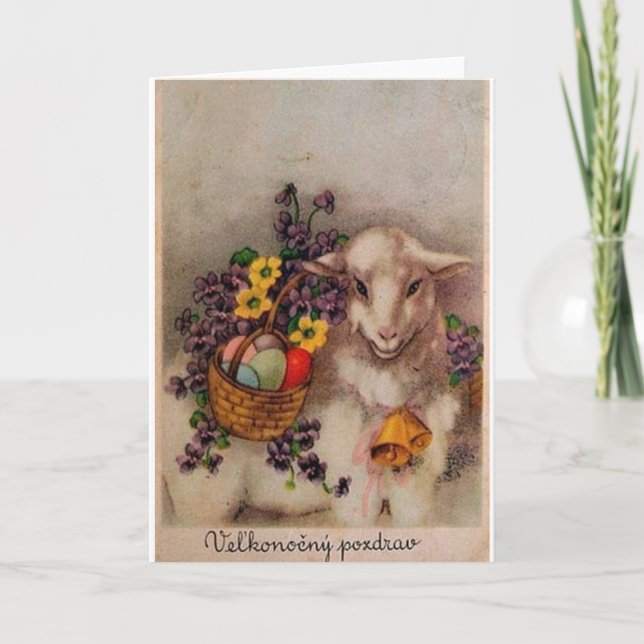 Vintage slowakische/tschechische Osterkarte Feiertagskarte (Vorderseite)