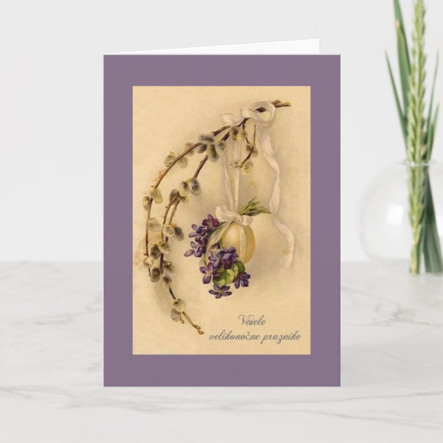Vintage slowenische Ostergrußkarte Feiertagskarte (Vorderseite)