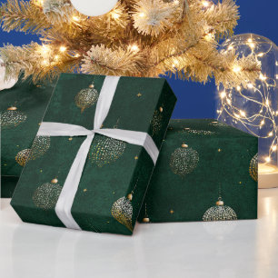 Vintage Smaragd-Gold-Weihnachtsmuster Geschenkpapier