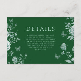 Vintage Smaragdgrüne Hochzeitdetails Begleitkarte