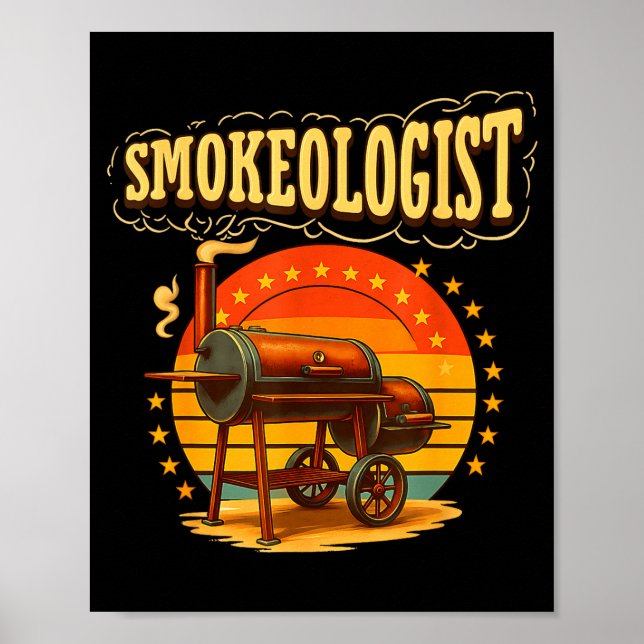 Vintage Smokeologist Pitmaster BBQ-Raucher grillen Poster (Vorne)