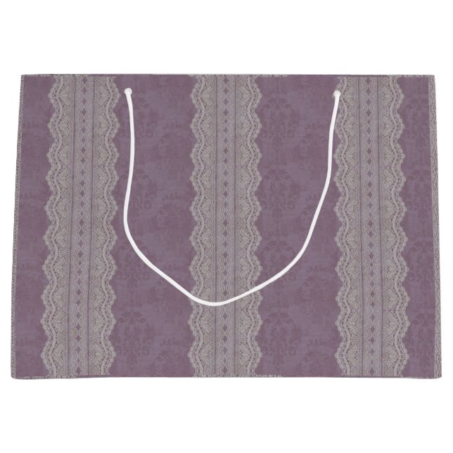 Vintage Smokey Mauve Antike Damaskus verschaltete  Große Geschenktüte (Vorderseite)