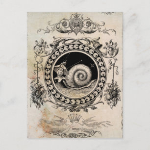 Vintage Snail Fairy Collage Art Postkarte