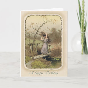 Vintage Snarky Birthday Card mit Girl Working Karte