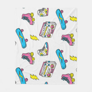 Vintage Sneakers Radio Skateboard Thema Fleecedecke