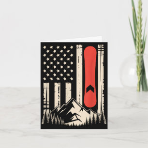 Vintage-Snowboard-Berg-amerikanisches Flaggen-Desi Karte