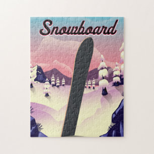 Vintage-Snowboard-Reiseposter Puzzle