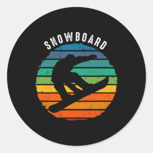 Vintage Snowboardbekleidung - Sonnenuntergang Snow Runder Aufkleber