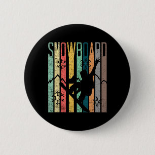 Vintage Snowboarden T-Shirt - Retro Vintage Snowbo Button