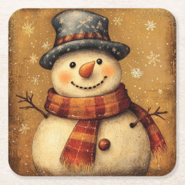 Vintage Snowman Christmas Coaster Rechteckiger Pappuntersetzer