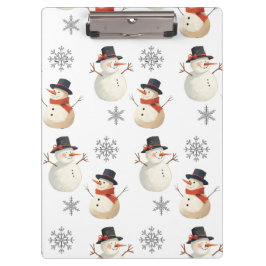 Vintage Snowman Christmas Snowflakes Klemmbrett