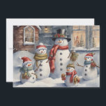 Vintage Snowman-Familie frohe Weihnachten<br><div class="desc">Weihnachtsfeiertag Grußkarte mit einem Gemälde einer Familie von Schneemännern. Personalisiert auf der Rückseite mit Ihrer Nachricht und Ihrem Namen. Kontaktieren Sie mich für Hilfe bei Ihrer Anpassung oder um zusätzliche Matching oder Koordination von Zazzle Produkten anzufordern.</div>