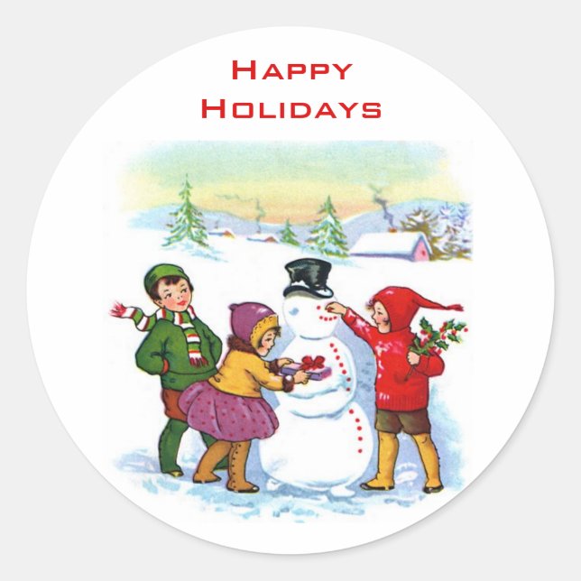Vintage Snowman Holiday Stickers (Vorderseite)