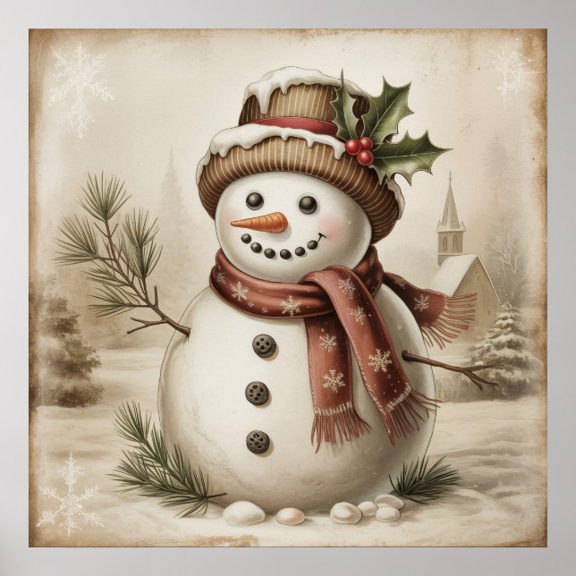 Vintage Snowman Poster (Vorne)