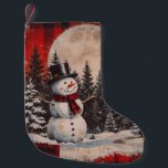 Vintage Snowman Snowy Nights Kleiner Weihnachtsstrumpf<br><div class="desc">Vintage Snowman Snowy Nights Art. Dieser Schneemann sieht im Mondschein an einem kalten Weihnachtsabend glücklich aus. Ich frage mich,  ob er zum Leben erwacht?</div>