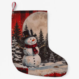 Vintage Snowman Snowy Nights Kleiner Weihnachtsstrumpf