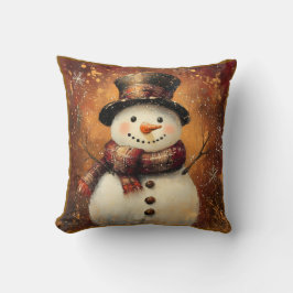 Vintage Snowman Throw Pillow – Classic Christmas Kissen