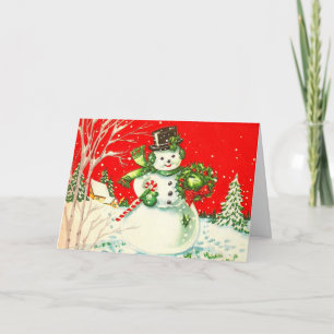 Vintage Snowman Weihnachtskarte Karte