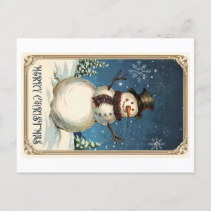 Vintage Snowmans Grußkarte: Frohe Weihnachten Postkarte