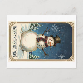 Vintage Snowmans Grußkarte: Frohe Weihnachten Postkarte