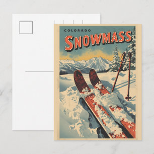 vintage SNOWMASS Winter Aspen Colorado Skigeschenk Feiertagspostkarte
