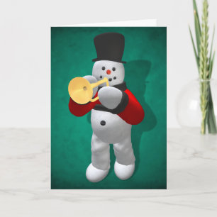 Vintage Snowmen: Trompeter Feiertagskarte