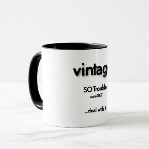 vintage SO!Trouble Logo schwarz auf weiß Tasse