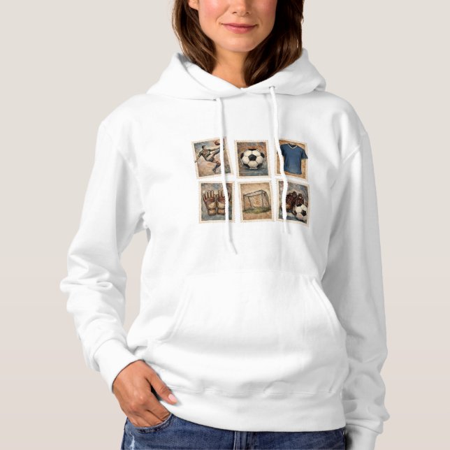 Vintage Soccer Stamps Football Collection Hoodie (Vorderseite)