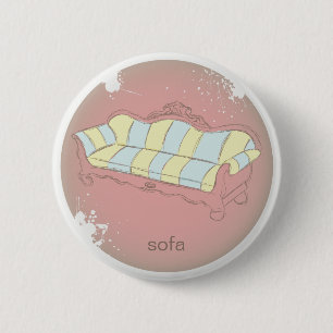 Vintage Sofa auf rosa Hintergrund auf einem Knopf Button