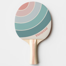 Vintage Soft Sea Shell Kreis Streifen mit Namen Tischtennis Schläger