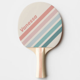Vintage Soft Sea Shell Winklige Streifen mit Namen Tischtennis Schläger