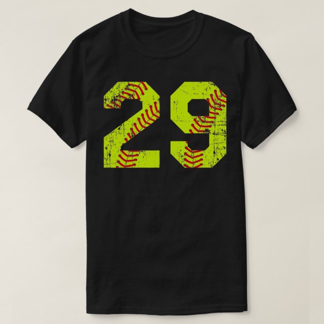 Vintage Softball 29 Jersey-Nummer T-Shirt (Design vorne)