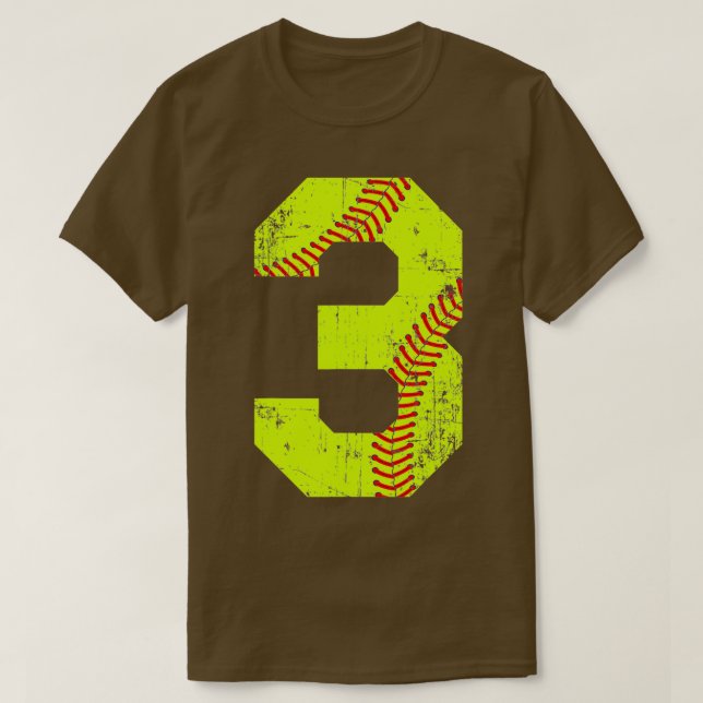Vintage Softball 3 Jersey-Nummer T-Shirt (Design vorne)