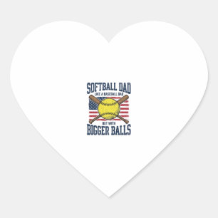 Vintage Softball Dad Bigger Balls Shirt Design_1 Herz-Aufkleber